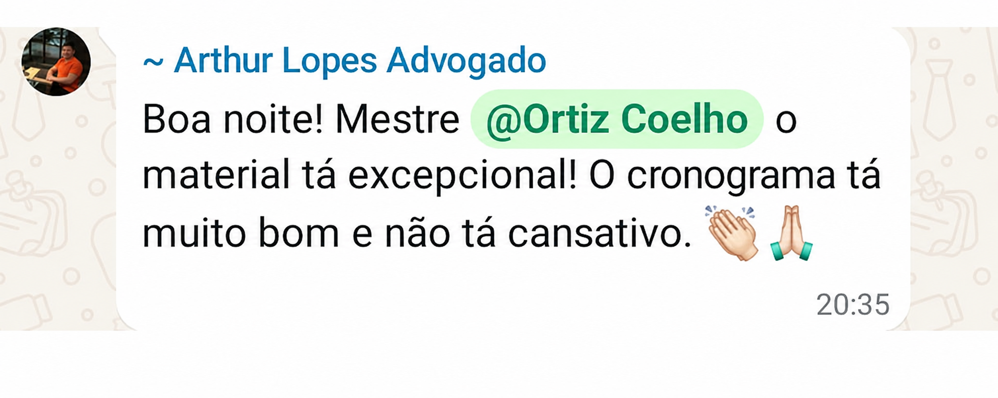Depoimento de aluno da Mentoria Além do Corte