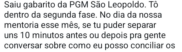 Depoimento de aprovação na PGM de São Leopoldo